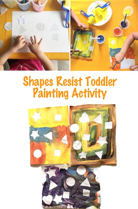 This is a wonderful activity to help your toddler or preschooler learn their shapes. It involves sensory and tactile aspects and allows the child to learn in a hands on way. via @funwithmama Toddler Painting Activities, Painting For Toddlers, Painting Shapes, Shapes Painting, Math Activities For Toddlers, Fun Activites, Shapes For Toddlers, Shapes Lessons, Toddler Math