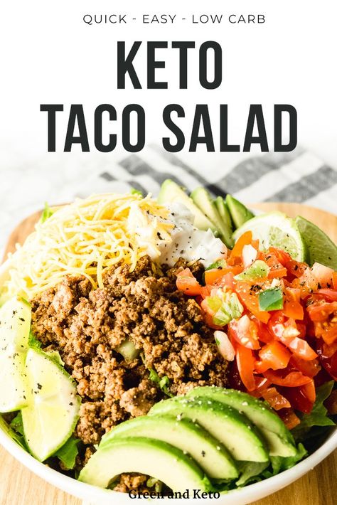 quick and easy low carb keto taco salad recipe Salads Keto, Ketosis Diet Recipes, Keto Meatloaf, Keto Vegetables, Lunch Keto, Coffee Keto, Keto Taco Salad, Keto Salads, Bread Keto