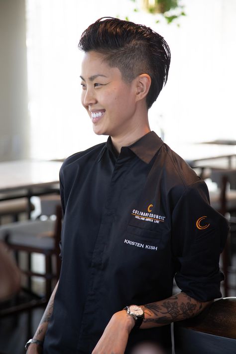 Kristen Kish, Spiderman Outfit, Holland America Line, Novel Characters, Holland America, Anthony Bourdain, Football Photos, Tomboy Outfits, Celebrity Chefs