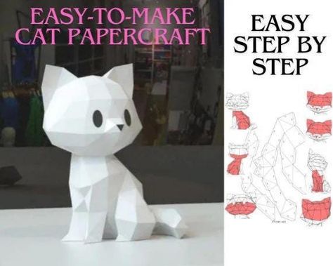 3d Templates, Cat Home Decor, Cat Template, Cat Home, 3d Craft, Papercraft Templates, How To Make Paper Flowers, 3d Paper Crafts, Paper Model