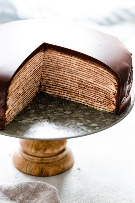 Chocolate Crepe Cake, Crepe Cake Recipe, Chocolate Crepes, Anna Banana, Mille Crepe, Crepe Cake, Impressive Recipes, Crepe Recipes, Oreo Dessert