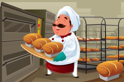 Baker in the kitchen. A vector illustration of happy baker holding breads in the kitchen stock illustration Kylie Jenner Drawing, 21st Birthday Gifts For Boyfriend, Bakers Kitchen, Brochure Design Inspiration, Comics Artist, Cartoon Images, Cartoon Clip Art, Free Clip Art, Cartoon Illustration