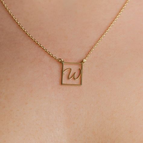 Excited to share the latest addition to my #etsy shop: Customized Rectangle Frame Initial Necklace, Personalized Tiny Letter Necklace, Minimalist Initial Necklace, Dainty Letter Necklace https://etsy.me/3HUdmZa #letterswords #yes #women #silver #goldletternecklace #ini