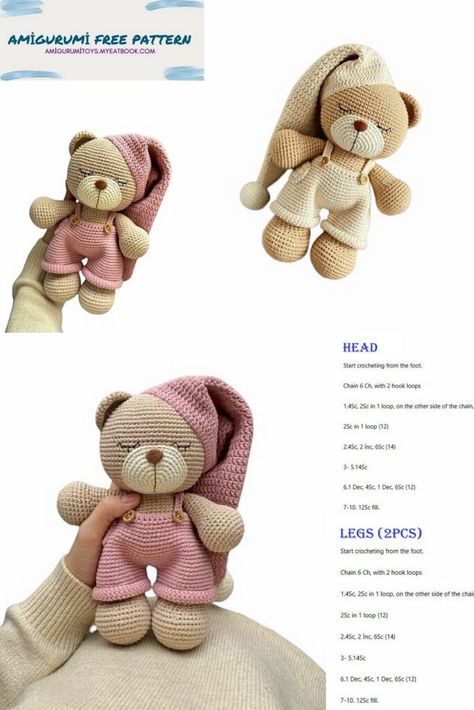 Amigurumi Teddy Bear Free Pattern, Amigurumi Bear Free Pattern, Amigurumi Free Pattern Pdf, Crochet Teddy Bear Pattern Free, Teddy Bear Patterns Free, Bear Crochet Pattern, Bear Patterns Free, Crochet Baby Gifts, Doll Patterns Free