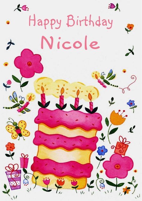 Happy Birthday Jessica, Happy Birthday Nicole, Fishing Birthday Cards, Birthday Cake Gif, Happy Birthday Icons, Birthday Card Messages, Birthday Icon, Granddaughter Birthday, Fishing Birthday