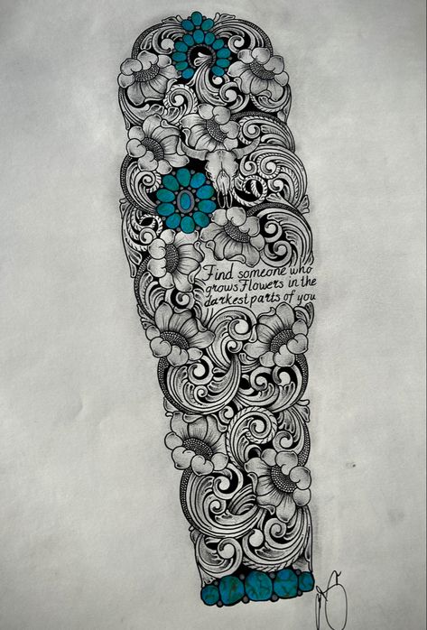 Punchy Tattoos, Arm Sleeve Tattoos For Women, Cowgirl Tattoos, Cowboy Tattoos, Tool Tattoo, Country Tattoos, Western Tattoos, Forarm Tattoos, Floral Tattoo Sleeve