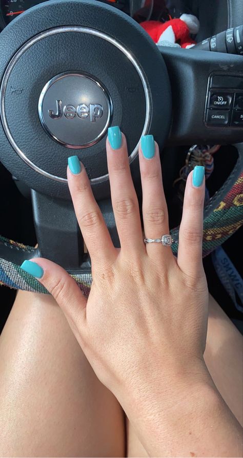 Short Square Nails Summer Colors, Teal Nails Short Square, Turquoise Nails Square, Teal Short Square Nails, Square Turquoise Nails, Short Square Acrylic Nails Teal, Torquise Nails Acrylic Short, Turquoise Square Nails, Short Acrylic Nails Teal Green