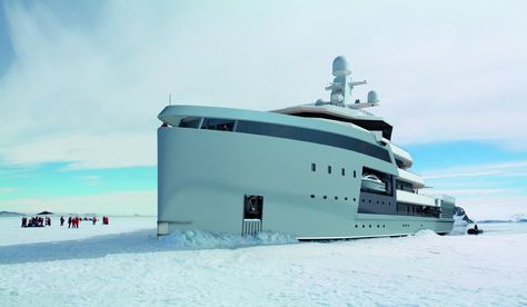 With its reinforced, Polar Class hull and an ice-breaking stern, it can easily traverse the Arctic reaches. It's the world’s first private expedition yacht built to the Polar Class specification, which will be required to visit polar regions by 2017. Expedition Yachts, Explorer Yacht, Monaco Yacht Show, Ice Breaker, Yacht Boat, Yacht Design, Super Yachts, Motor Yacht, Jet Ski