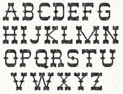 Alphabet Western  5 inch Stencil.  | Craftsy Country Lettering, Western Lettering, Rustic Lettering, Western Letters, Western Alphabet, Western Writing, Western Font, Alphabet Templates, Stencil Font