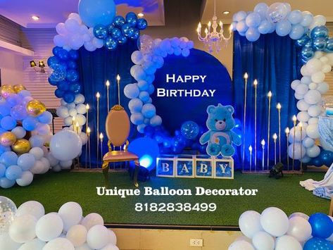 #party #decor #eventmanagement #balloondecoration #uniqueballoondecorator #balloondecorator #balloonroomdecorator #ubd #themepartyplanner Birthday Stage Design, 1 St Birthday Decoration Ideas At Home, Birday Party Ideas Decoration, 1st Birthday Stage Decorations Girl, Baloon Decoration Ideas Birthday, Baloon Decoration Idea, Birthday Stage Decoration, Prince Theme Party, 1st Birthday Decorations Boy