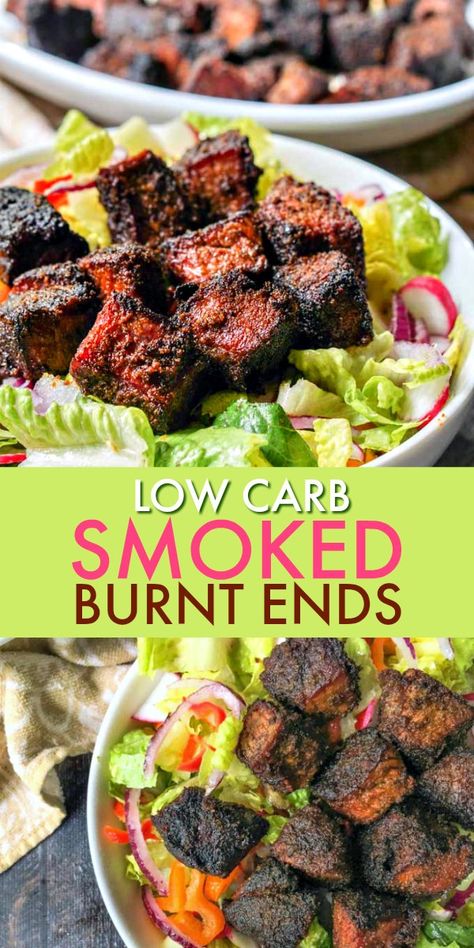 If you like crusty, morsels of smoked meat, you will love this low carb smoked burnt ends recipe. Each piece of meat has a spicy layer of rich flavor that will make your mouth water. A serving is just 2.5g net carbs. #smokedmeat #smoker #burntends #lowcarb #bbq Smoked Burnt Ends, Burnt Ends Recipe, Smoked Chuck Roast, Cookout Recipes, Recipe Organizer, Grilled Roast, Burnt Ends, Summer Cookout, Stick Butter