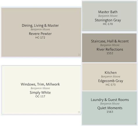 Benjamin Moore Japandi Colors, Japandi Benjamin Moore, Townhouse Ideas, Benjamin Moore Gray, Interior Paint Colors Schemes, Paint Themes, Townhouse Interior, Revere Pewter, Interior Color Schemes