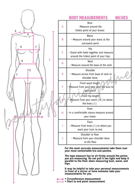 Beginner friendly body measurement printable guide. It's perfect for aspiring fashion designers and established fashion designers. Taking accurate body measurements is one the fundamentals of sewing and designing. This body measurement guide shows you step by step how to take the most common measurements. It also gives you a place to write the measurement so that you can keep track of your measurements or your clients measurements for each project. The best part is that you can print out as many Dress Blueprint Sewing Patterns, Bust Measurement Chart, Body Measurements Chart, Fashion Terminology, Sewing Measurements, Clothing Pattern Design, Body Measurement Chart, Sewing Guide, Measurements Chart