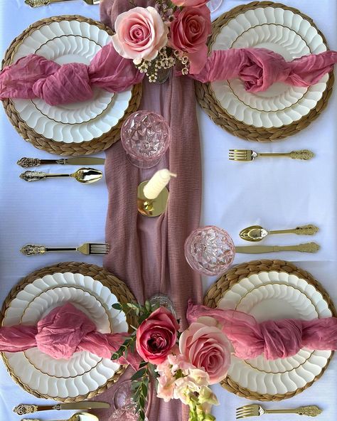 Let us bring your fairytale to life with our enchanting table settings. Immerse yourself and your guests in an elegant candlelit experience. Follow us for more captivating event inspiration! 📍 SoCal #tabledecorations #tablesetting #gardenparty #partydecorations #partycoordinator #partyplanner #birthday #bridalshower #babyshower #weddingplanner #floral #flowerarrangement #centerpieces #centerpiece #quincenera #sweet16 #birthday #birthdayparty #candlelight Sweet 16 Table Ideas, Tea Table Set Up, Party Centerpieces Elegant, Shades Of Pink Bridal Shower Ideas, Pink Table Set Up, Table Decorations For Party Birthday, Birthday Events Ideas Decoration, Backyard Karaoke, Birthday Table Setting Ideas