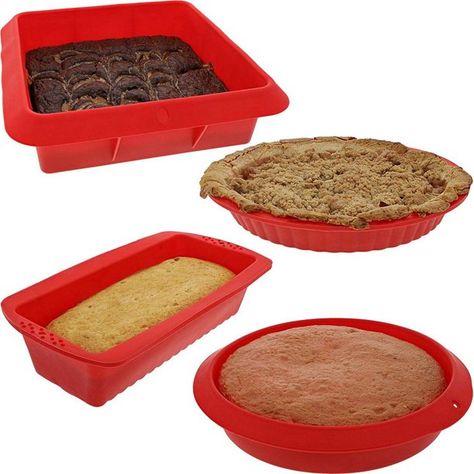 Silicone Baking Pans, Brownie Pan, The Color Red, Silicone Bakeware, Silicone Molds Baking, Keep Food Warm, Baking Essentials, Bakeware Set, Red Kitchen