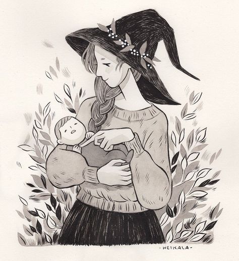 Heikala (@heikala_art) | Twitter Daughter And Mother, Under Your Spell, Pagan Art, To My Mom, Modern Witch, Witch Art, Poses References, Witch Aesthetic, Art And Illustration