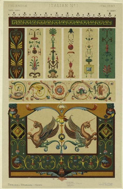 Grammar Of Ornament, Medieval Pattern, Italian Pattern, Owen Jones, Buch Design, Graphic Design Books, Free Illustration Images, Antique Illustration, Illustration Vintage