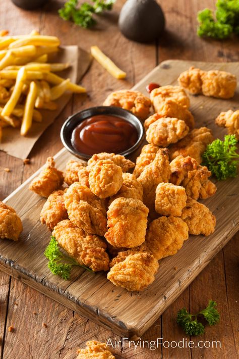 Air Fryer Chicken Bites + 25 Air Fryer Chicken Recipes | Air Frying Foodie Kfc Popcorn Chicken Recipe, Popcorn Chicken Recipe, Cashew Chicken Recipe, Homemade Chicken Nuggets, Crispy Chicken Tenders, Chicken Nugget Recipes, Kfc Chicken, Nuggets Recipe, Popcorn Chicken