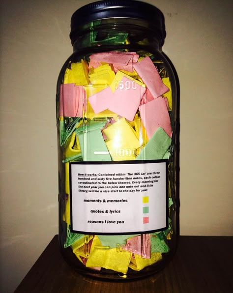 Perfect Boyfriend Puts 365 Love Notes In A Jar For His Girlfriend To Read All Year | Bored Panda 365 Jar, Love Jar, Memory Jar, Bf Gifts, Perfect Boyfriend, Cadeau Diy, Diy Gifts For Boyfriend, Love Anniversary