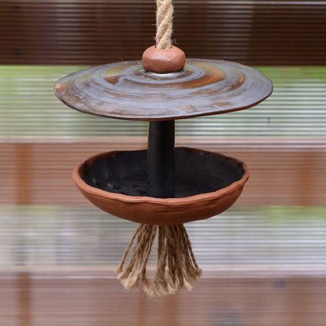 Ceramic Hanging Bird Feeder with Roof, Water Feeder by GOceramics on Etsy Ceramic Bird Feeder, Bird Feeder Stands, Hanging Bird Feeder, Ceramic Birdhouse, Bird House Feeder, Clay Bird, Diy Bird Feeder, Hanging Bird Feeders, Pottery Handbuilding