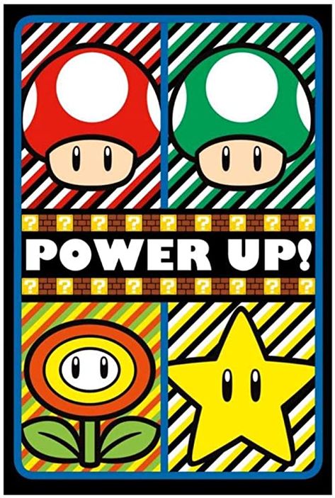 Amazon.com: Pyramid America Super Mario Power Up Nintendo Video Game Gaming UV Black Light Blacklight Poster 24x36 Inch: Posters & Prints Mario Lamp, Mario Crafts, Desk Kids, Trippy Posters, Blacklight Posters, Trippy Wall Art, Retro Bedroom, Retro Arcade Games, Mario Bros Party