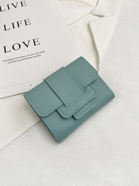 Blue Fashionable PU Leather Plain Small Wallet Embellished Women Bags Wallet Photoshoot, Bag Photoshoot, Girly Bags, Minimalist Wallet, Leather Projects, Style Minimalist, Small Wallet, Womens Purses, Wallets For Women