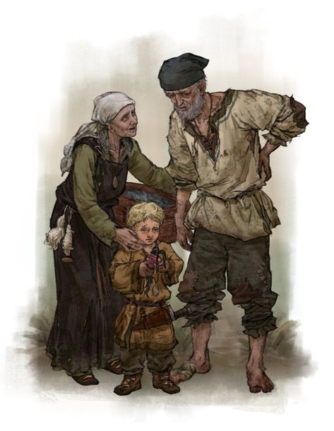 Medieval Peasant Art, Dnd Peasant, Peasant Character Design, Fantasy Peasant, Peasant Art, Medieval Peasant, Warhammer Fantasy Roleplay, Historical Design, Dungeons And Dragons Characters