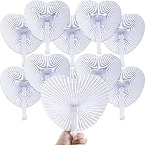 Bestage 60 Pack Folding Handheld Fans Paper White Wedding Round Shaped Accordion Fans Assortment with Plastic Handle for Birthday Party Favors Kids Supplies(Heart) Packing Folding, Folding Fans, Diy Party Favors, Wedding Fans, Favors Diy, Paper Fans, Hand Held Fan, Paper Hearts, Heart Wall