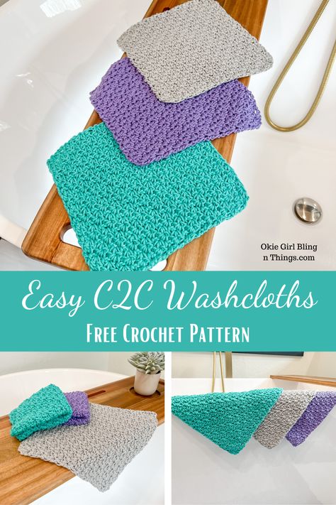 This is a super easy and fun crochet washcloth pattern! It has a pretty texture and is made using the C2C technique. It has such a pretty texture and works up beautifully. C2c Crochet Dishcloth Pattern Free, Crochet Bath Cloth, Moss Crochet, Farm Crochet, Washcloth Crochet Pattern, Crochet Washcloth Free Pattern, Crochet Washcloth Free, Crochet Dish Cloth Free Pattern, Crochet Washcloths