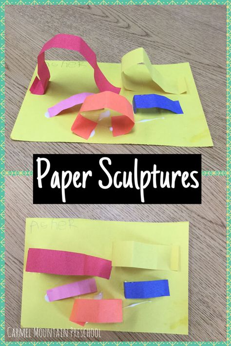 Paper Sculptures - Carmel Mountain Preschool Prep Classroom, Open Ended Art, Kindergarten Prep, Paper Sculptures, Paper Scraps, Kid Art, Community Helpers, Daycare Crafts, Forest School