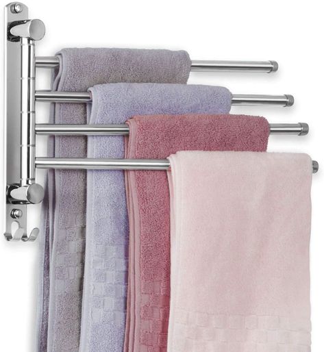 JSVER Wall Mounted Towel Bar, Swivel Towel Rack SUS304 Stainless Steel Towel Bar 4-Arm Towel Hanger Space Saving Towel Racks for Bathroom, Kitchen : Tools & Home Improvement Organizing Towels, Toallero Ideas, Bathroom Ornaments, Mounted Towel Rack, Wall Mounted Towel Holder, Room Decor Kitchen, Bathroom Towel Rack, Wall Mounted Towel Rack, Steel Bath