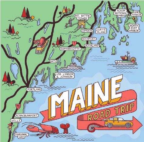 Make the Coast of It (The Wall Street Journal), Oct 03, 2020 Maine In The Fall, Maine Road Trip, Southern Maine, Road Trip Map, New England Road Trip, Treasure Hunts, East Coast Road Trip, New England States, Maine Vacation