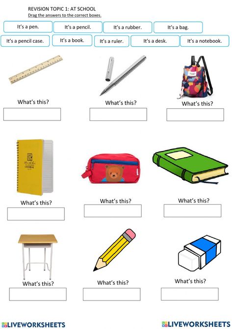 Things In School Worksheets, Things In The Classroom Worksheet, School Things Worksheet For Kids, School Things Worksheet, Esl Preschool, School Vocabulary, Classroom Objects, School Objects, Teach English To Kids