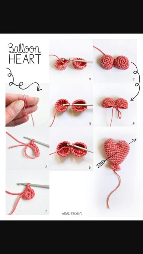 Large Crochet Hooks, Double Crochet Decrease, Simply Crochet, Crochet Heart Pattern, Crochet Decrease, Crochet Heart, Crochet Keychain, Heart Balloons, Crochet Stitch