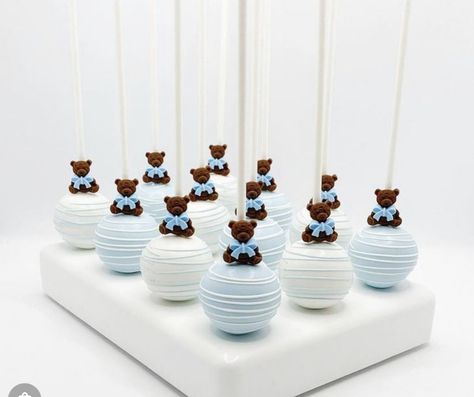 Cake Pop Baby Shower Boy, Cake Pops Baby Shower Boy, Bear Cake Pops, Bear Baby Shower Cake, Birthday Sweets, Baby Shower Cake Pops, Teddy Bear Baby Shower, Bear Cakes, Apple Cake