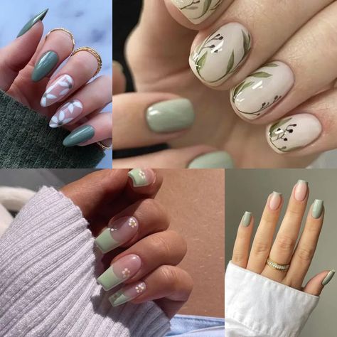 Trendy Sage Green NɑiƖ Ideas to ExperιmenT wiTh This MonTh Short Sage Green Nails Design, Gel Polish Designs, Manicure Colors, Green Nail Designs, Lavender Nails, Sage Color, Pastel Nails, Fancy Nails, Green Nails