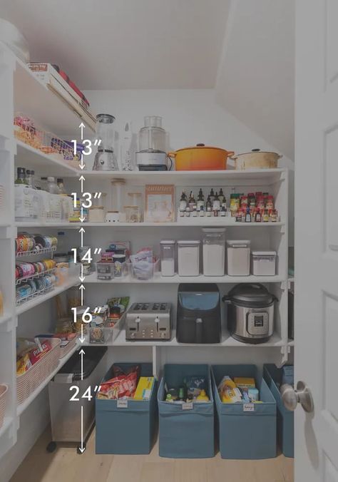 Pantry Shelf Configuration, Pantry Shelf Spacing With Counter, Spice Shelf In Pantry, Pantry Shelf Layout, Pantry Shelf Measurements, Pantry Shelf Design, L Shaped Pantry Shelves, Walk In Pantry Shelves, Pantry Height Shelves