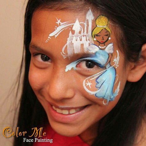 Cinderella Face Paint, Disney Face Paint, Disney Halloween Makeup, Vanessa Mendoza, Disney Face Painting, Princess Face Painting, Fairy Face Paint, Christmas Face Painting, Princess Painting