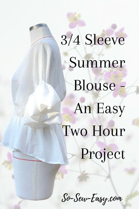 Two ways to wear these blouse, 3/4 sleeve summer blouse easy to make soft and romantic, team it with a pair of city shorts for a perfect summer outfit. #summer #soseweasy #free pattern #sewing Top Patterns For Women, Short Night Gown, Sewing Needle Sizes, Sew Clothing, New Craft Ideas, Dressmaking Patterns, Bath Wrap, Fall Blouse, Dressy Shorts