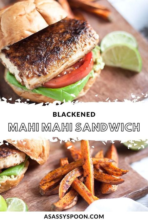 Mahi Sandwich Recipe, Mahi Mahi Sandwich, Mahi Sandwich, Blackened Mahi Mahi, Kaiser Roll, Fish Sandwich Recipes, Diy Easy Recipes, Fish Sandwich, Mashed Avocado