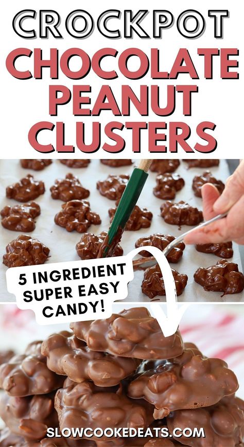 These easy Crockpot Chocolate Peanut Clusters are the ultimate chocolate lover’s dream! With just a few ingredients, you can create this delicious slow cooker peanut clusters – the perfect sweet treat! In no time, you’ll have delicious crock pot chocolate candy ready to satisfy any sweet tooth. So take out your Crockpot and let’s get started! Crockpot Chocolate Peanut Clusters, Crock Pot Peanut Clusters, Peanut Clusters In Crockpot, Crockpot Chocolate, Slow Cooker Candy, Chocolate Nuts Clusters, Chocolate Peanut Clusters, Chocolate Clusters, Crockpot Candy