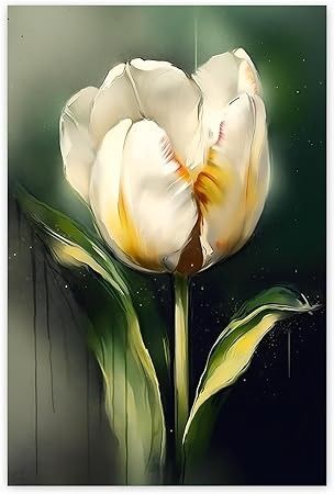 Amazon.com: Inspirational Wall Art An Oil Painting Of A White Tulip Positive Canvas Poster Print Artwork Painting Pictures Motivational Art Quotes Office Study Wall Decor Artwork Unframed 16x20inch: Posters & Prints Motivational Art Quotes, Tulip Wall Art, White Tulips, Decor Artwork, Inspirational Wall Art, Pictures To Paint, Canvas Poster, Artwork Painting, Flower Drawing