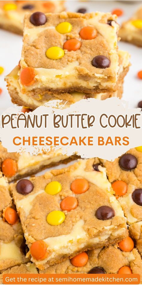 Peanut Butter Cheesecake Cookie Bars, Reeses Cheesecake Brownies, Peanut Butter Cookie Cheesecake, Peanut Butter Cheesecake Cookies, Gooey Reese's Cheesecake Cookies, Cookie Butter Cheesecake Bars, Gooey Reese’s Cheesecake Cookies, Reese Dessert, Cheesecake Bars Recipes