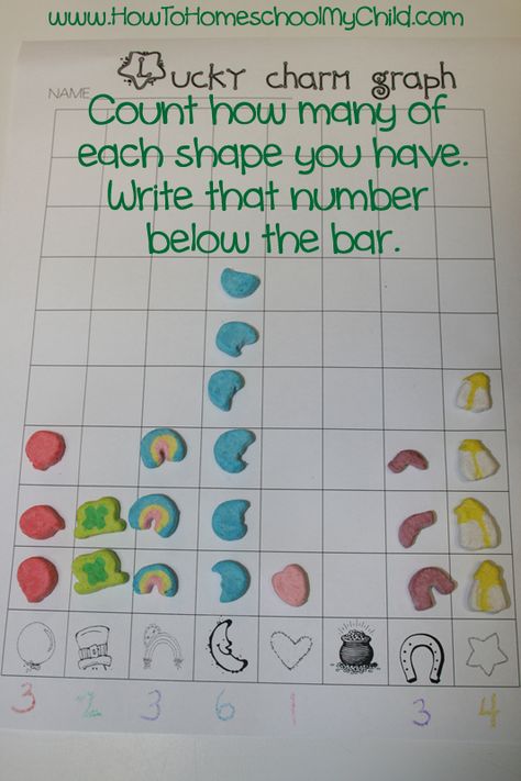 St Patricks Day Fun-Lucky Charms Graph Lucky Charm Graphing, St Patricks Day Activities, March Lessons, March Themes, March Crafts, St Patricks Day Crafts For Kids, March Activities, St Patrick Day Activities, San Patrick