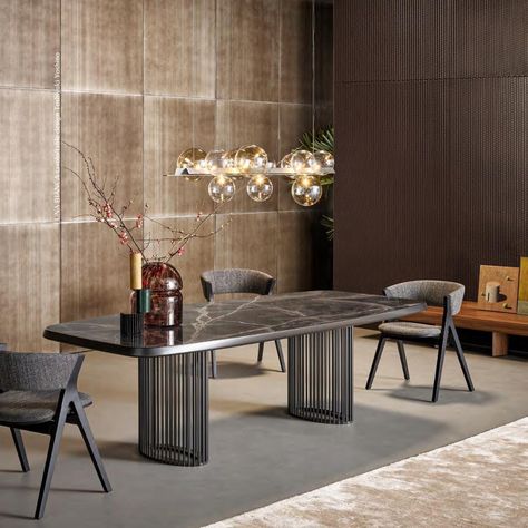 🌟 Feast your eyes on the exquisite detail and design of the stunning Bonaldo dining tables collection! 🌟 Choose the style, select the finish, and pick the size—et voilà! You'll dine in elegance just as you deserve. Experience sophistication and impeccable craftsmanship with every meal. #Bonaldo #DiningElegance #LuxuryDesign #FormLiving #InteriorInspiration #TableGoals #DiningRoom #DiningDecor #DiningInStyle #DiningTable #HomeDining #DiningInspiration #DiningRoomDesign #TableSettings #Dinn... Dining Table Design Modern Luxury, Dining Table Interior, Luxurious Dining Table, Dining Table Design Modern, Marble Tables Design, Italian Dining Table, Luxury Dining Tables, Italian Furniture Modern, Luxury Dining Table