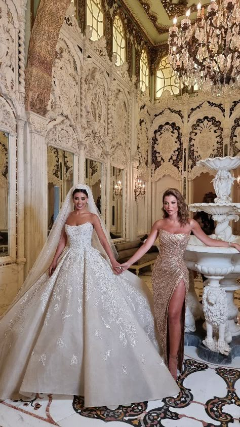 Lebanese Wedding Dress, Tag Your Sister, Wedding Gown Princess, Queen Wedding Dress, Wedding Event Dresses, Lebanese Wedding, Wedding Dress Bustle, Wedding Dresses Cinderella, Gold Bridesmaid Dresses