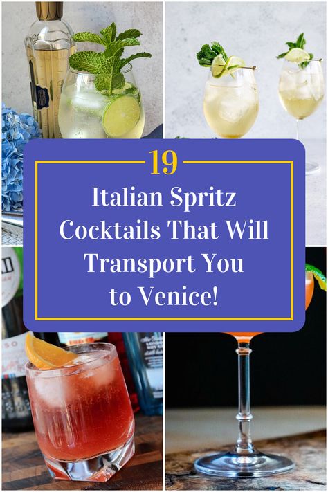 Collage of 4 italian spritz cocktails. Different Types Of Spritz, Italian Spritzer Cocktails, Spritzer Cocktails, Spritz Recipes, Italian Cocktail Recipes, Italian Spritz, Spritz Cocktails, Spritz Drink, Streets Of Italy