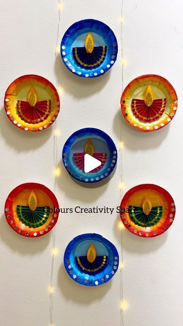 Colours Creativity Space on Instagram: "Diwali Diya Wall Art / Diwali Decoration Idea / Paper Plate Craft For Diwali 🪔   Stay tuned for more 👍 #paperplatecraft #diyaholder #diyastand #walldecor #diwaliwalldecor #diwaliwallhanging  #diwalicraft #diwali #diwalidecorations #cardboardart #cardboardcrafts #easycraft  #trending #viral #diwalireels #diwalidecor #wallart #bestoutofwaste #diwaliproject #diwalivibes✨ #kidsproject #schoolcraft" Craft For Diwali, Diwali Decoration Idea, Decoration For Diwali, Paper Plate Craft, Plate Decoration, Diwali Diya, Diwali Decor, Diwali Craft, Stage Decoration