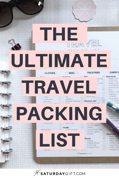 Want to make sure that you've packed all the needed things for your trip? Super! Here's a complete travel packing list that'll help you do just that! This US letter size checklist will simplify your traveling and will make you feel at ease that you won't forget anything important. Packing List For Long Trip, Work Packing List, Essential Packing List Travel, Packing List For Long Term Travel, What To Pack For A Holiday, Packing Travel List, Cold Vacation Packing List, Packing List For Flight, Packing List For Work Trip