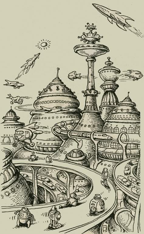 Future Drawing City, Futuristic City Sketch, Futuristic City Drawing Easy, City Of The Future Drawing, Future City Drawing Ideas, 2050 Future World Drawing, Future World Illustration, Future City Drawing Easy, Dream City Drawing